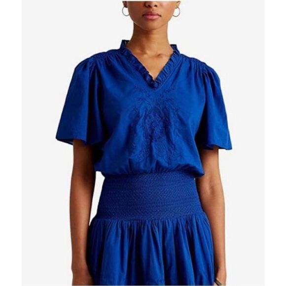 NWT Lauren Ralph Lauren Women's Ruffle Trimmed Dress Size 8 - Picture 3 of 16